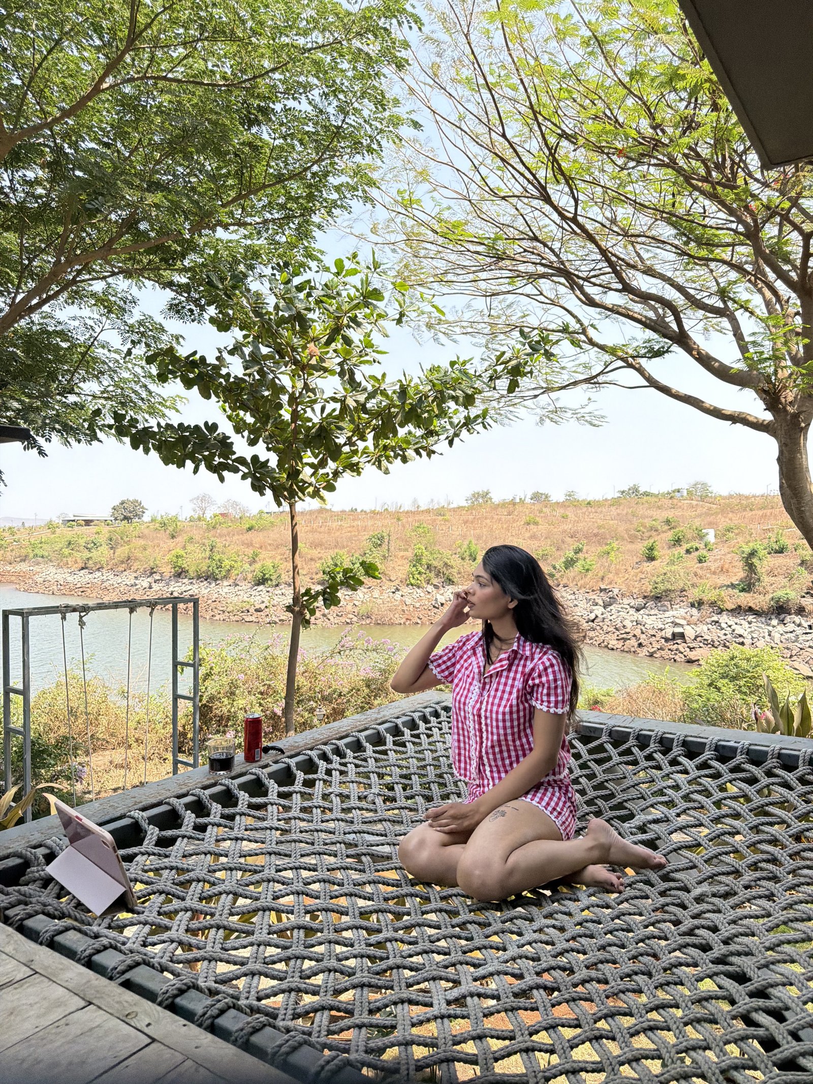 Riya Rakesh lakeside deck chill